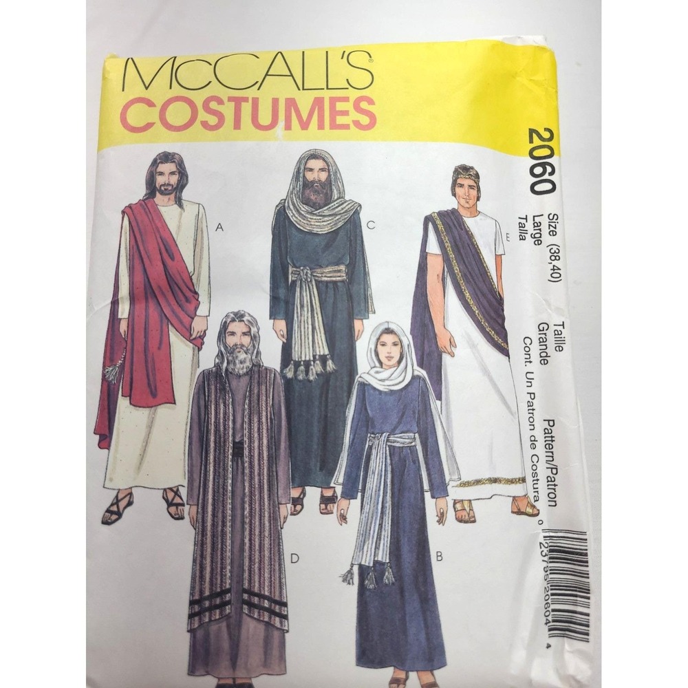 McCall's 2060 Adult Nativity Pattern Passion Play Costumes Uncut Sz L (38, 40)